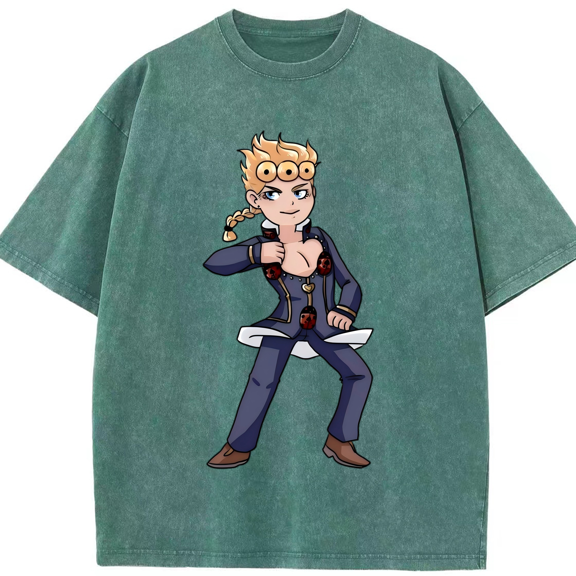 （画像用） ジョジョの奇妙な冒険 ジョルノ?ジョバァーナ JoJo's Bizarre Adventure Giorno Giovanna 綿100% ヴィンテージ風 半袖Tシャツ（フロントプリント）
